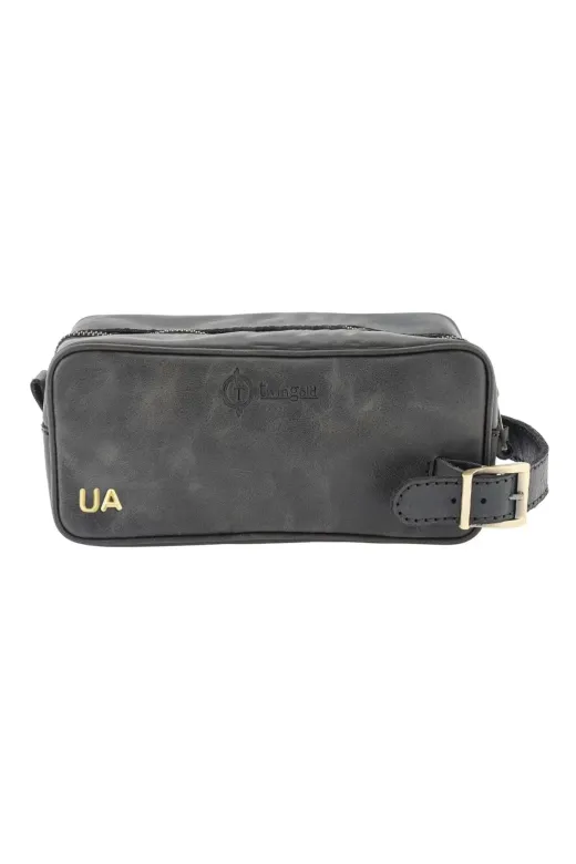 twingold AK01002 İsme Özel Dopp Kit Kişisel Bakım Ve Seyahat Çantası - %100 Rainbow Deri - Ac14004 - Antrasit