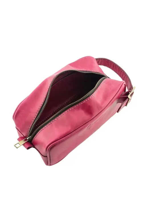 twingold AK01002 İsme Özel Dopp Kit Kişisel Bakım Ve Seyahat Çantası - %100 Rainbow Deri - Ac14004 - Fuşya