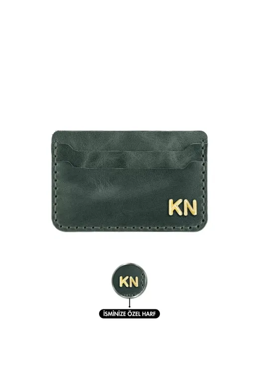 twingold KC03001 İsme Özel Yatay Kartlık - %100 Rainbow Deri - A011001 - Haki