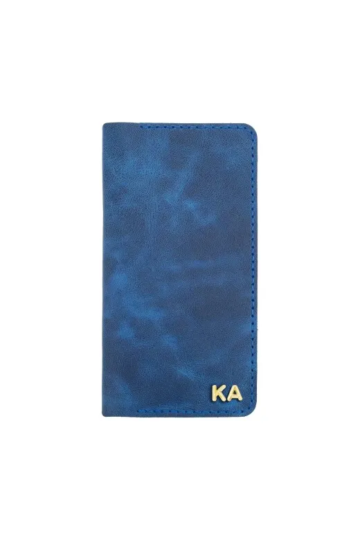 twingold KC03008 İsme Özel Dikey Uzun Cüzdan - %100 Rainbow Deri - A010007 - Saks Mavisi