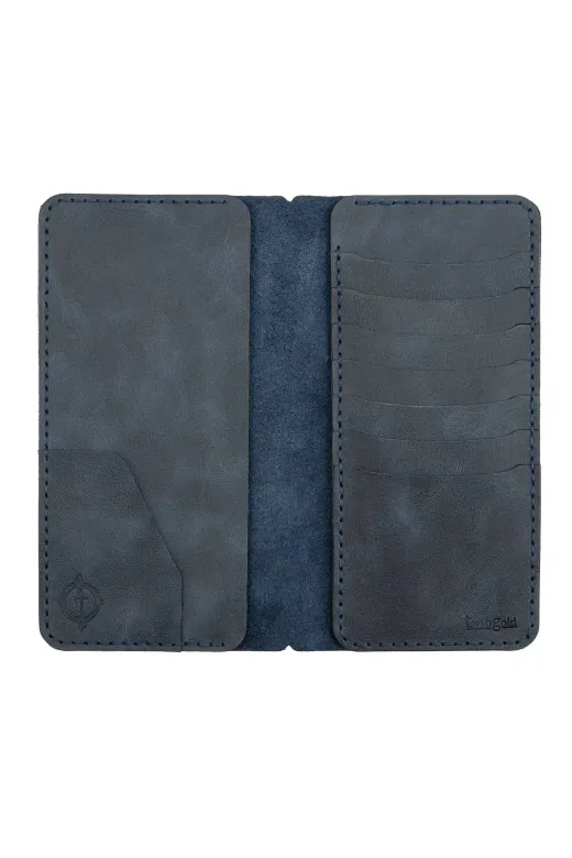 twingold KC03008 İsme Özel Dikey Uzun Cüzdan - %100 Rainbow Deri - A010007 - Lacivert