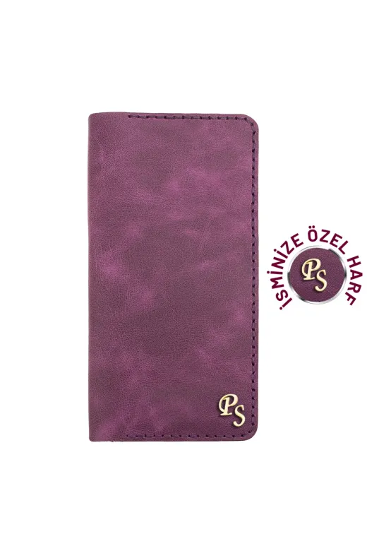 twingold KC03008 İsme Özel Dikey Uzun Cüzdan - %100 Rainbow Deri - A010007 - Mor