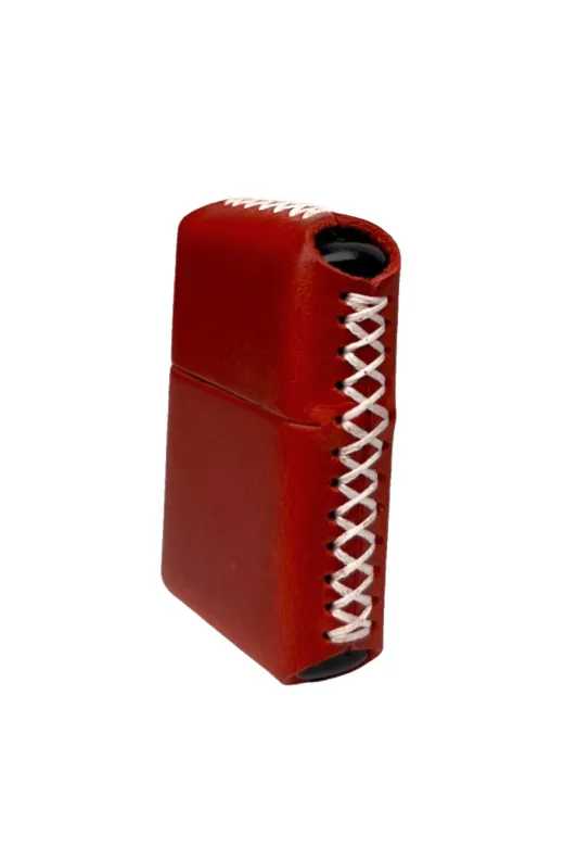 twingold TWNHDZPPO Handmade El Yapımı Hakiki Deri Zip Modeli Çakmak Kırmızı