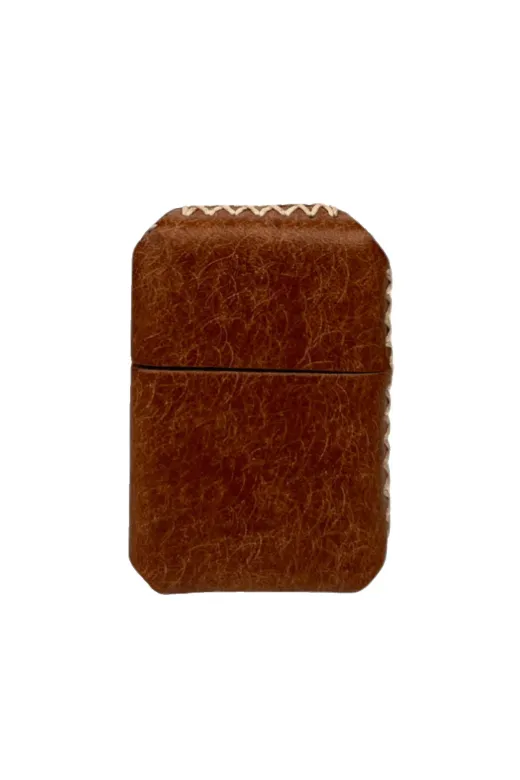 twingold TWNHDZPPO Handmade El Yapımı Hakiki Deri Zip Modeli Çakmak Kahverengi