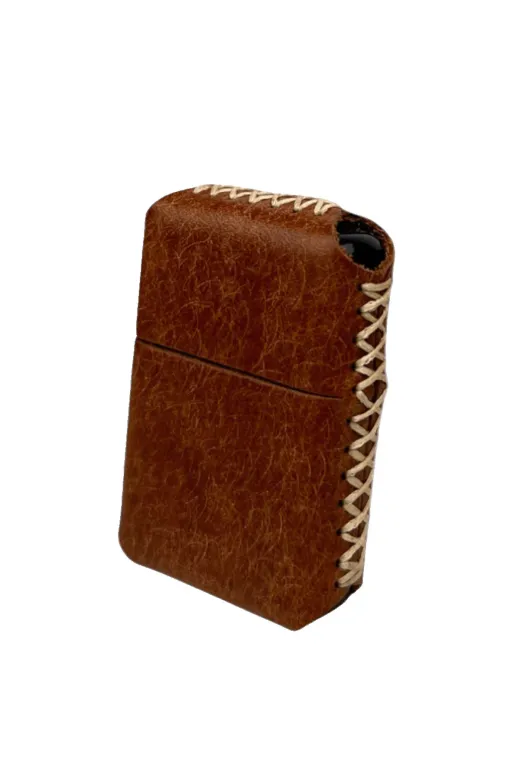 twingold TWNHDZPPO Handmade El Yapımı Hakiki Deri Zip Modeli Çakmak Kahverengi
