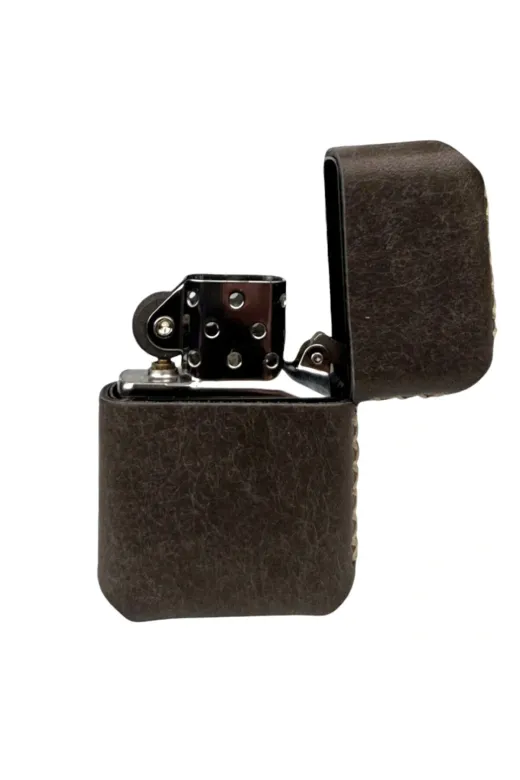 twingold TWNHDZPPO Handmade El Yapımı Hakiki Deri Zip Modeli Çakmak Koyu Vizon