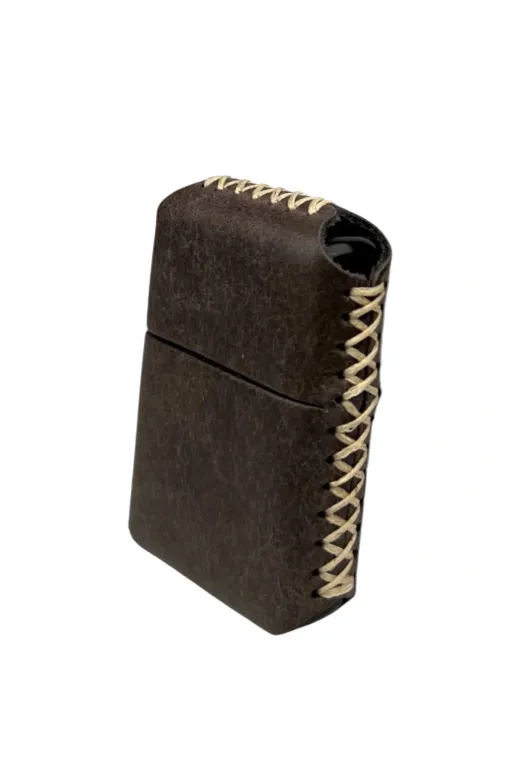twingold TWNHDZPPO Handmade El Yapımı Hakiki Deri Zip Modeli Çakmak Koyu Vizon