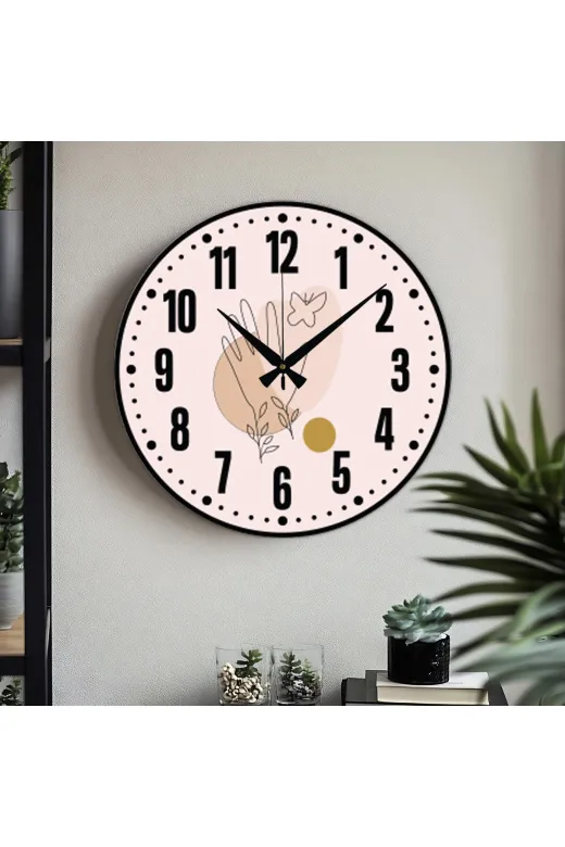 TYC0C88523DF4FBB00 Dekoratif Türkçe Rakamlı Uv Baskılı Duvar Saati (Sessiz) Akar Mekanizma 40Cm Metal Akrep Yelkovan