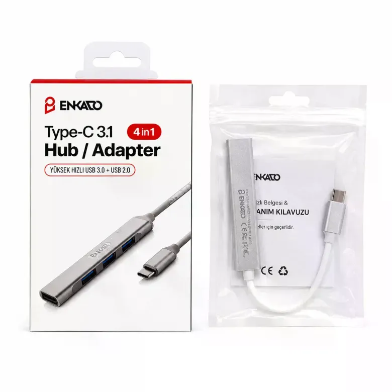 Type-c 3.1 Giriş 4IN1 Usb Çoğaltıcı 4 Anahtarlı Port - Hı-speed Usb 3.0 - Usb 2.0 Hub Adaptör EKD-TP