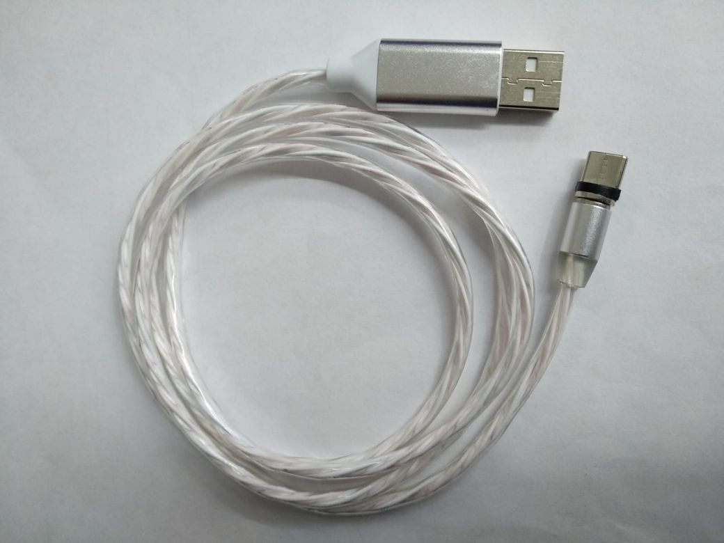 Type-C Mıknatıslı ve Ledli Beyaz 1 Metre Şarj Kablosu