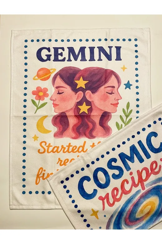 Typoniq Attitude Included TYP25101003 Zodiac İkizler Burcu Pamuklu 2'li Mutfak Havlusu (40X50 Cm)