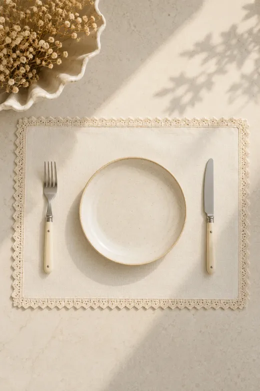Typoniq Attitude Included TYP25401004 Riviera %100 Pamuk 2'li Amerikan Servis Seti Ekru 35X45 Cm