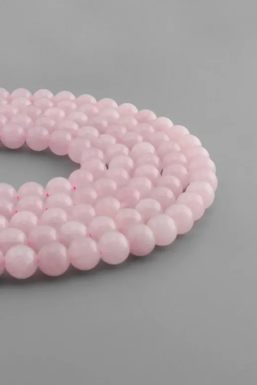 Uçar Doğaltaş 0135-0870 Kuvars Taşı Doğal Taş Parlak Pembe Küre Kesim 8Mm Dizi (Aa)