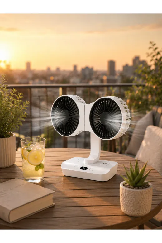 UCUZTEKNO QTE-UCZZSP012FAN-2-QIM Dijital Göstergeli Çift Fan Başlıklı Masa Vantilatörü