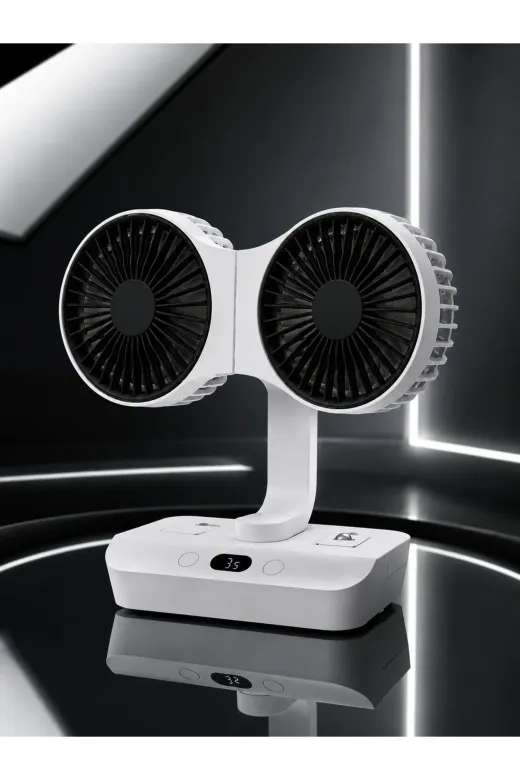 UCUZTEKNO QTE-UCZZSP012FAN-2-QIM Dijital Göstergeli Çift Fan Başlıklı Masa Vantilatörü