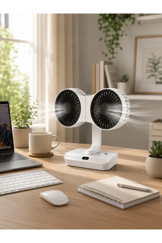 UCUZTEKNO QTE-UCZZSP012FAN-2-QIM Dijital Göstergeli Çift Fan Başlıklı Masa Vantilatörü