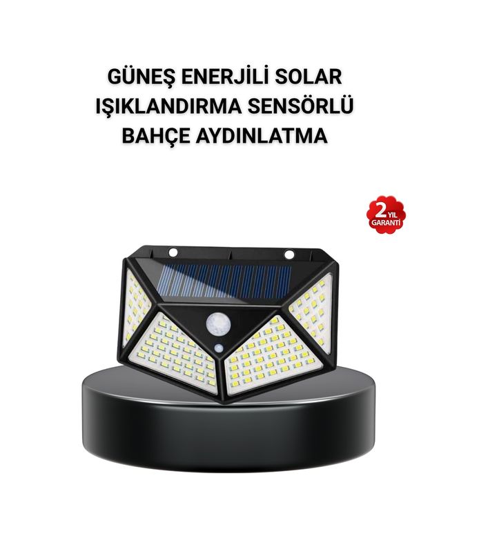 UCUZTEKNO TKNXUUCZZZYX100LAMBAMKR Solar Bahçe Lambası 100 Led Hareket Sensörlü Güneş Enerjili Aydınlatma