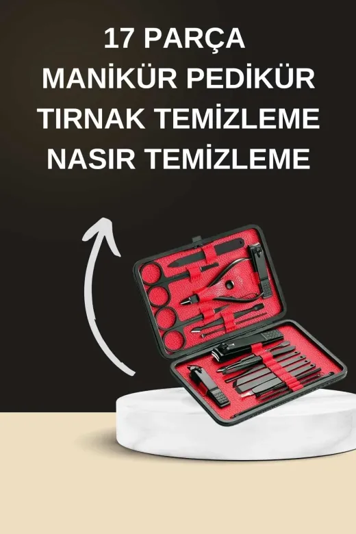 UCUZTEKNO TYC0CCS70N177644268488139 Preminyum Elektrikli Manikür Pedikür Seti İkili Set 17 Parça Tırnak Bakımı Nasır Temizleme Tırnak Şe
