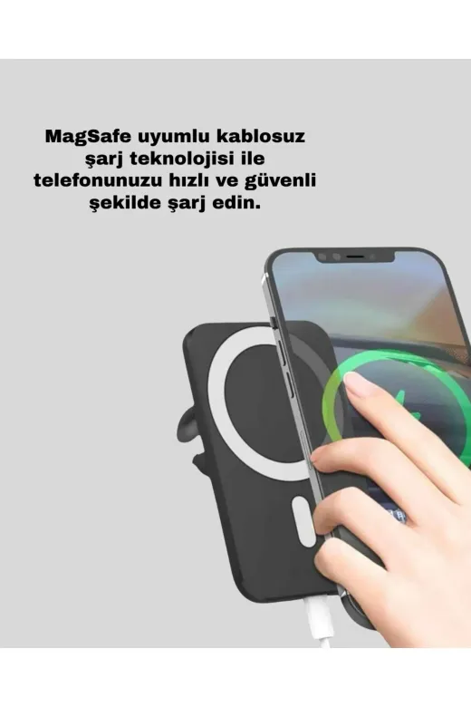 UCUZTEKNO TYC112DB6FBC35129E9BACB08 Trendlia Mıknatıslı Magsafe Uyumlu Araç Tutucu Kablosuz Şarj Destekli
