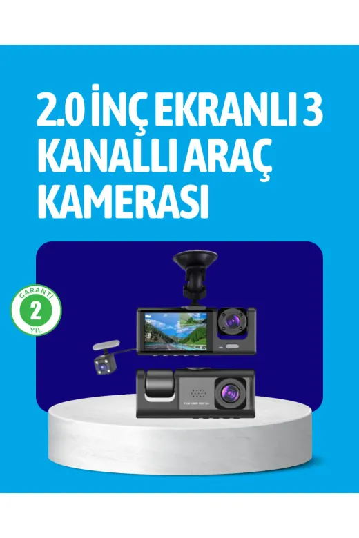 UCUZTEKNO TYC11D8AD6D71DFADB09DC904 Trendlia 3 Kameralı Araç İçi Kayıt Suya Ve Toza Dayanıklı Tasarım