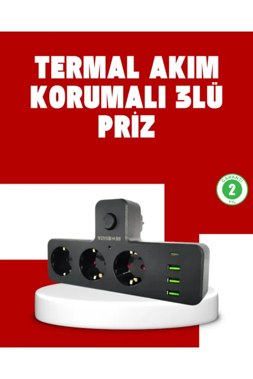 UCUZTEKNO TYC15B98D911F6510E03E3B00 Trendlia 7 Portlu Çoklu Priz Usb Ve Type-C Girişli Akıllı Güç Ünitesi