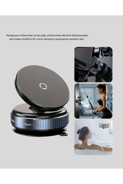 UCUZTEKNO TYC2127F36B41AAF0F6B0C107 Trendlia Vakumlu Vantuzlu Mıknatıslı Telefon Tutucu 360 Derece Döner