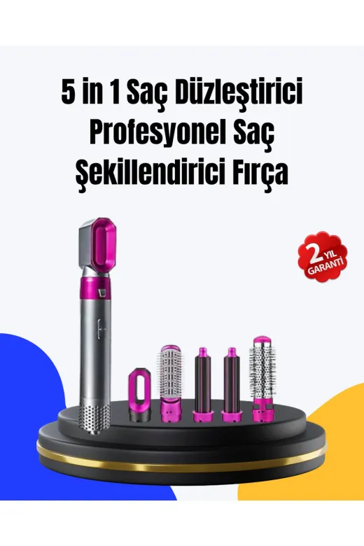 UCUZTEKNO TYC444DB786F47FB8E2563103 Trendlia 5 Parça Saç Şekillendirme Seti Düzleştirme Dalga Ve Bukle Yapma