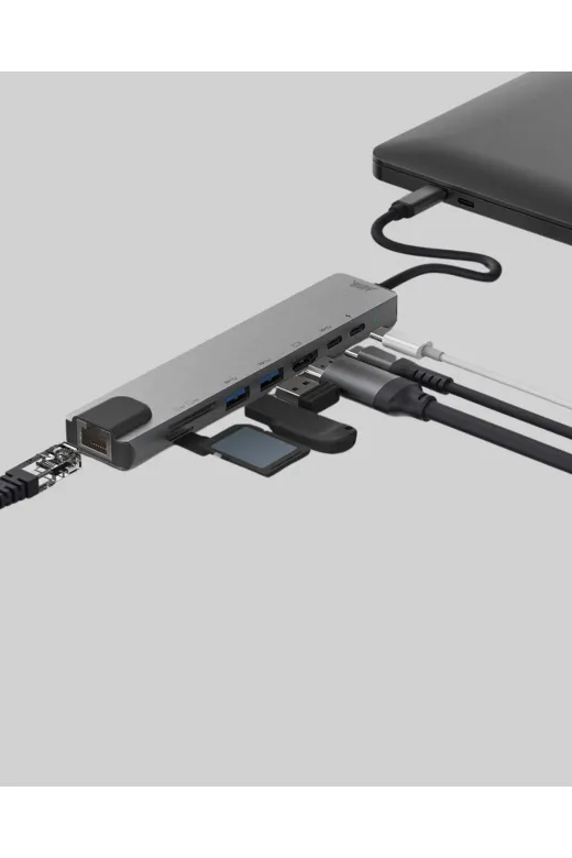 UCUZTEKNO TYC5F3946B58ABB8965528900 Alüminyum Kasalı Macbook Usb-C Hub – 4K Hdmi, Usb 3.0, Sd/tf Kart Girişi, Pd Şarj Desteği