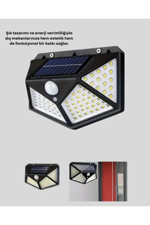 UCUZTEKNO TYC61E17745071A21A0AF1D09 Trendlia 100 Led Solar Lamba Hareket Algılamalı Bahçe Duvar Dış Mekan Aydınlatma
