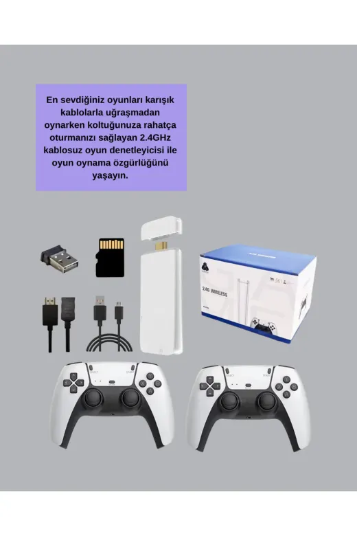 UCUZTEKNO TYC643EC32C7FC6F619515700 Trendlia 2 Kollu Kablosuz 4K Tv Uyumlu Klasik Oyun Konsolu