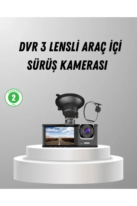 UCUZTEKNO TYC6C4B8B0F828E90CE73DF03 Trendlia Üç Kameralı Araç Dvr Full Hd Gece Görüşlü Ve 2 Inç Ips Ekranlı