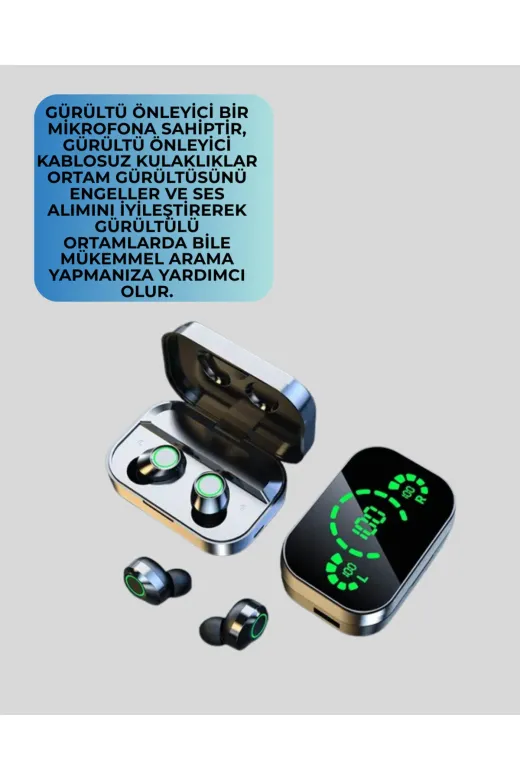 UCUZTEKNO TYC6E239D9278DA6532AEAA07 Gerçek Kablosuz Kulaklık – Bluetooth 5.0, Şarj Kutulu, Parmak İzi Kontrollü
