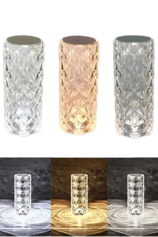 UCUZTEKNO TYC79C444DDFEFEC0AD5D6702 Trendlia Masa Ve Gece Lambası Şık Ve Dayanıklı Sensörlü Şarjlı Kristal Lamba
