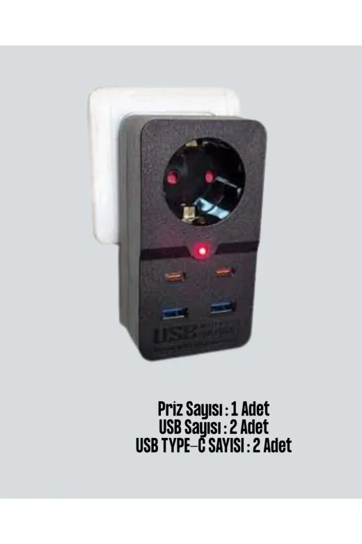 UCUZTEKNO TYC7E8B230A043DD48A675700 Trendlia Termal Korumalı Priz Otomatik Çocuk Kilidi 4 Usb Type C