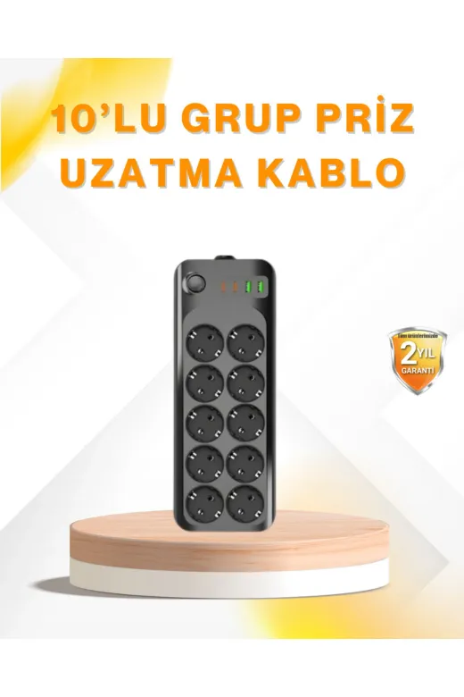 UCUZTEKNO TYC91A7941D351B087DF50600 Trendlia 10’Lu Çoklu Priz Termal Korumalı Usb Type-C Çıkışlı 2500W Uzatma Kablosu