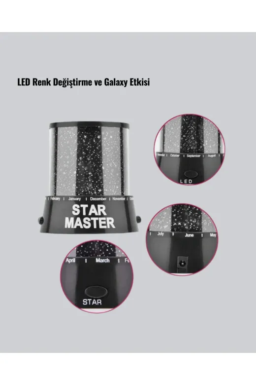 UCUZTEKNO TYC965DF465DAF46A53A07404 Trendlia Led Renk Değiştiren Yıldız Projektör Galaxy Efektli Gece Lambası