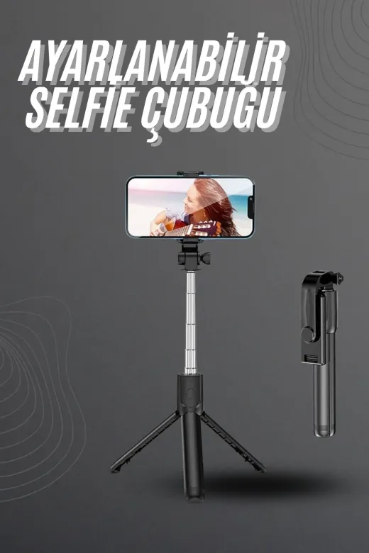 UCUZTEKNO TYC9BF636DD51FB3062A33901 Selfie Çubuğu Tripod Bluetooth Kumandalı Selfie Çubuğu Telefon Tutucu