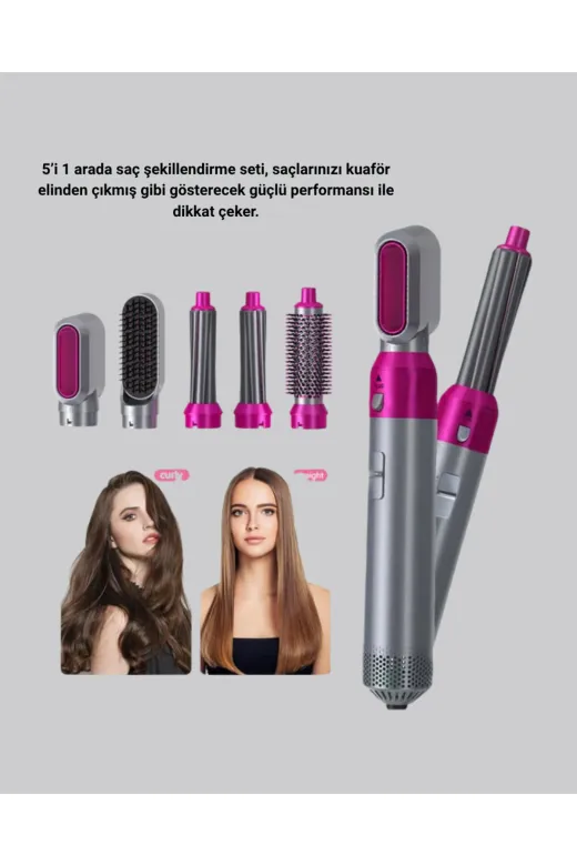 UCUZTEKNO TYCB7EA9D4C7B77511B742E03 5’I 1 Arada Saç Şekillendirme Seti Negatif İyon Teknolojili Ve Hızlı Kurutmalı