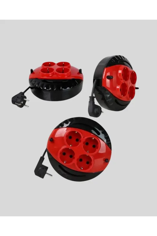 UCUZTEKNO TYCBD29866C50F9C8D308FC00 Trendlia Kırmızı Renk 3 Metre 4’Lü Kablolu Priz Makarası