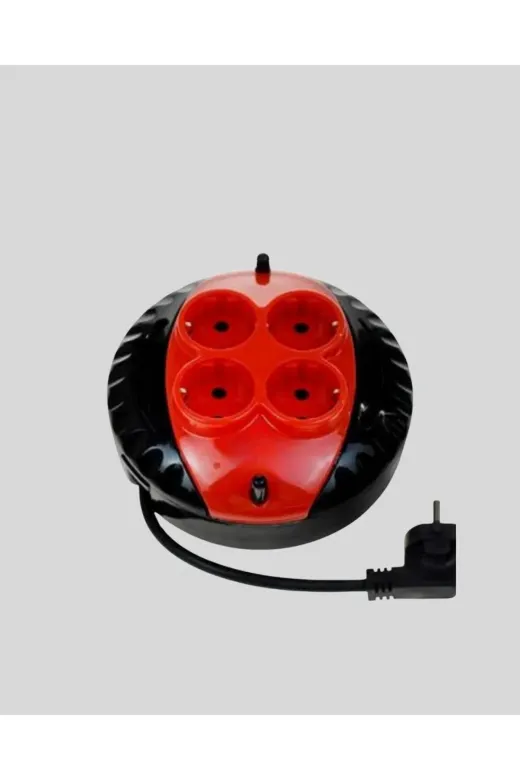 UCUZTEKNO TYCBD29866C50F9C8D308FC00 Trendlia Kırmızı Renk 3 Metre 4’Lü Kablolu Priz Makarası
