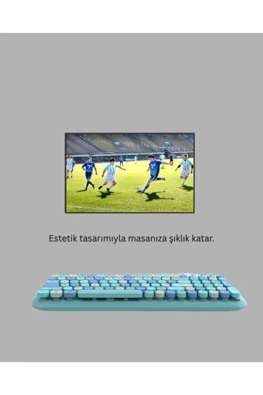 UCUZTEKNO TYCD10CFF721B78158742CA06 Trendlia Kablosuz Retro Klye Ve Mouse Seti – 104 Tuşlu, Sessiz Yazım