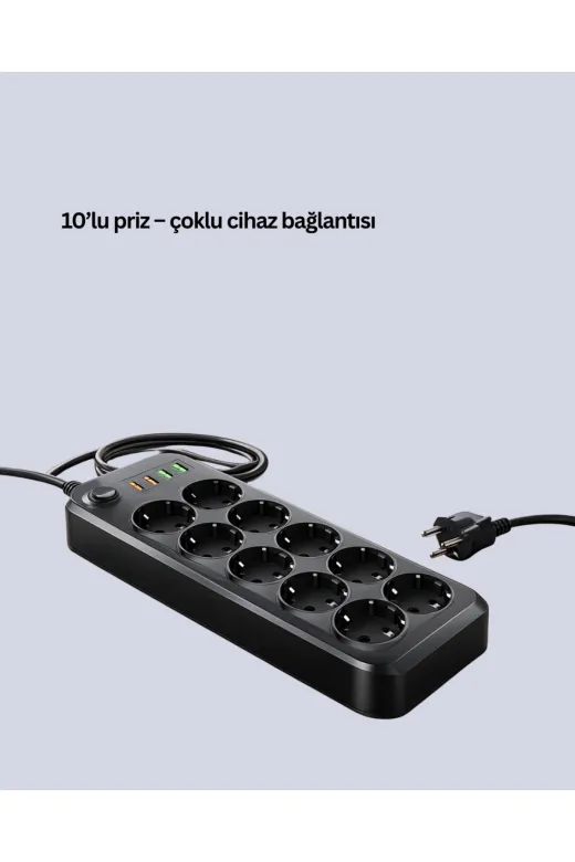 UCUZTEKNO TYCEAAFE9A43389B1B5271C00 Trendlia Termal Koruma Sistemli Usb Type-C 10’Lu Grup Priz 2M 2500W Güç Kapasiteli