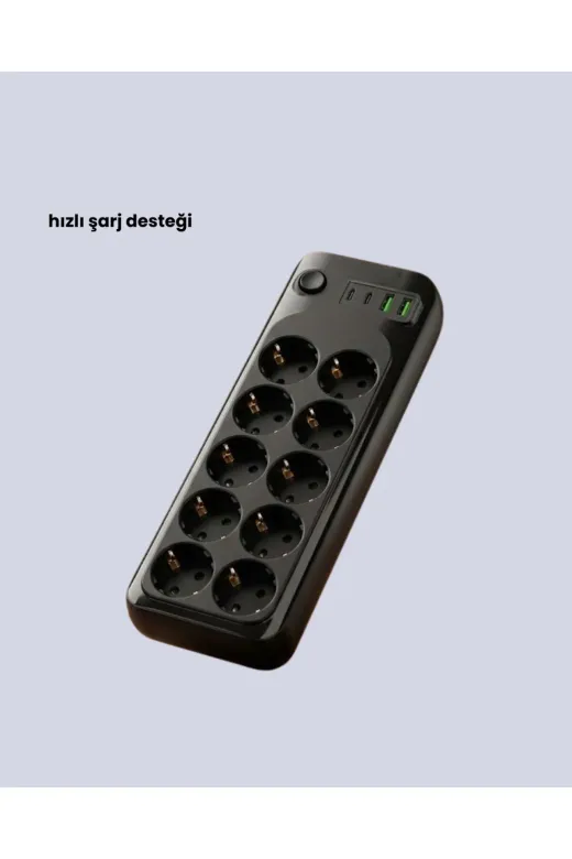 UCUZTEKNO TYCEAAFE9A43389B1B5271C00 Trendlia Termal Koruma Sistemli Usb Type-C 10’Lu Grup Priz 2M 2500W Güç Kapasiteli