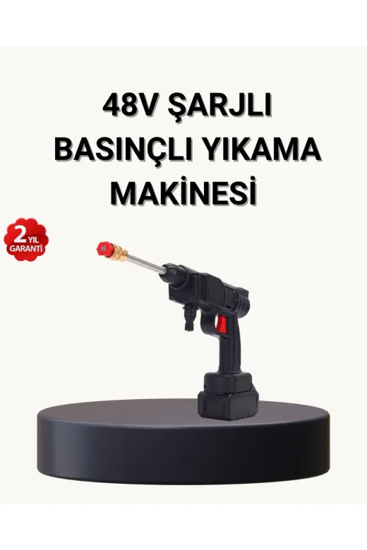 UCUZTEKNO TYCEACB8EA0EC0F2E307C1D00 Taşınabilir Basınçlı Yıkama Makinesi – 5M Hortumlu, Köpük Şişeli, 48V Güçlü