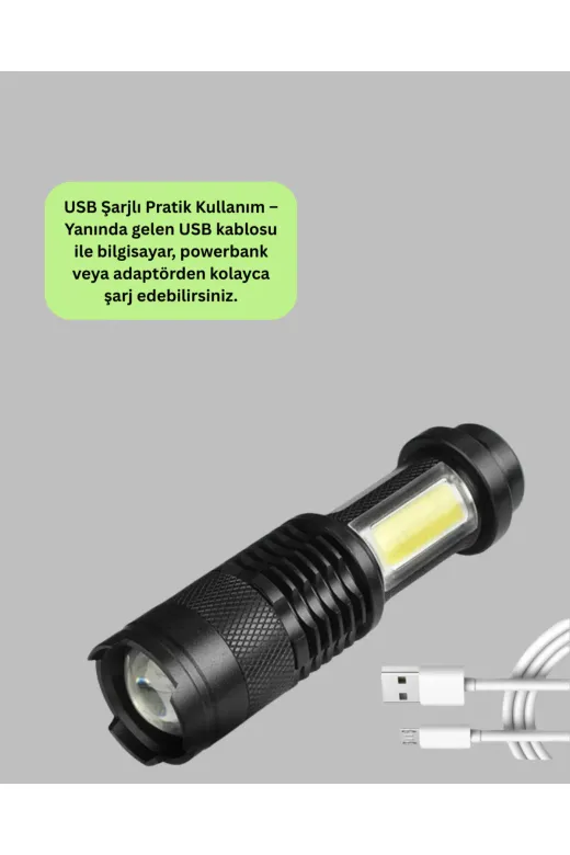 UCUZTEKNO TYCFA2158283CD9B750445D01 Odak Ayarlı 2000 Lümen Şarjlı Led El Feneri
