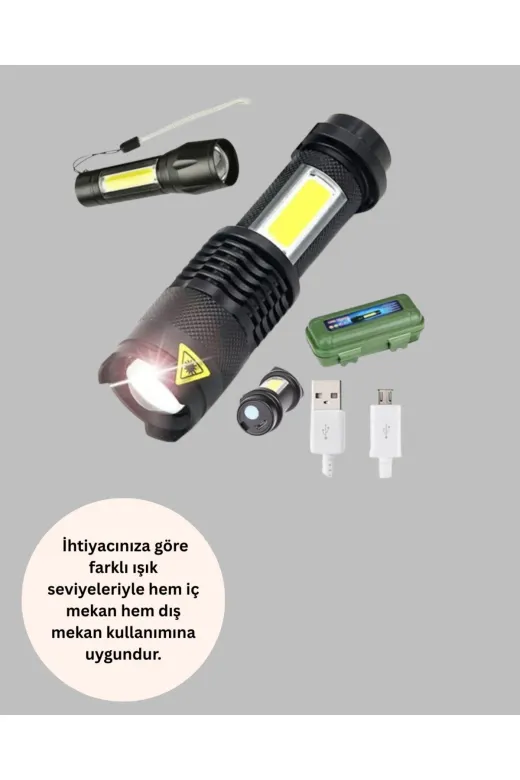 UCUZTEKNO TYCFA2158283CD9B750445D01 Odak Ayarlı 2000 Lümen Şarjlı Led El Feneri