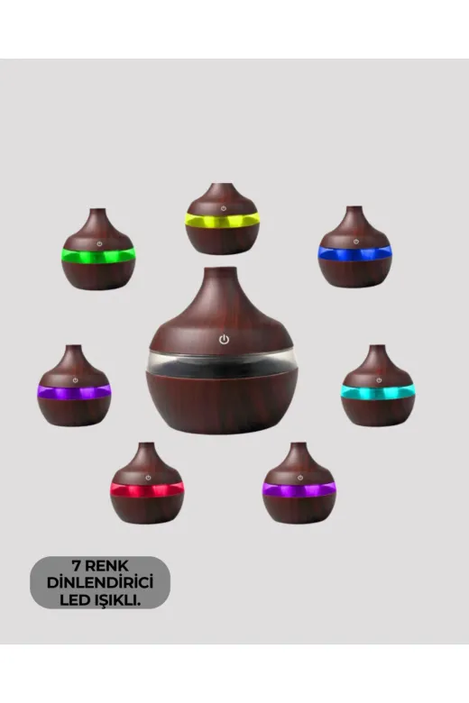 UCUZTEKNO UCZZZ4562AHŞAP-4 Trendlia 7 Renk Dinlendirici Led Işıklı Aroma Buhar Makinesi