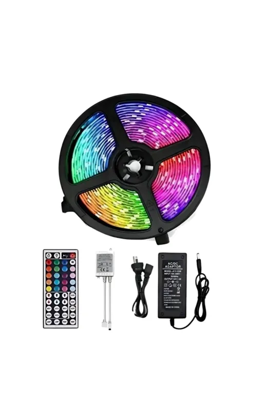 UCUZTEKNO UCZZZ5METRE3ŞERİTLİLED-3 Preminyum 5050 Rgb Led Şerit 5 Metre Uzaktan Kumandalı Ortam Aydınlatma Led