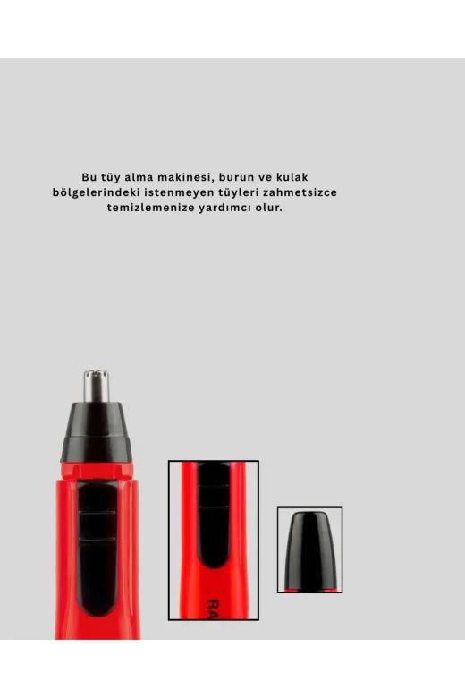 UCUZTEKNO UCZZZBURUNTIRAŞMAKİNESİ Trendlia Kulak Burun Tüy Temizleme Makinası Pilli Kırmızı Ergonomik