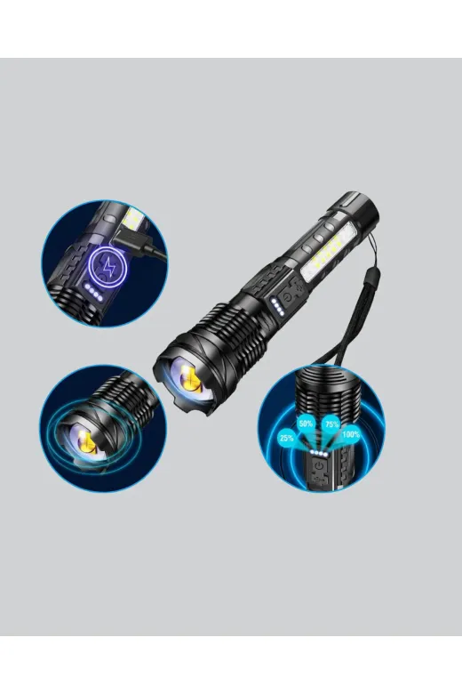UCUZTEKNO UCZZZPS2700-1 Trendlia Güçlü Led El Feneri Şarj Edilebilir Çok Modlu